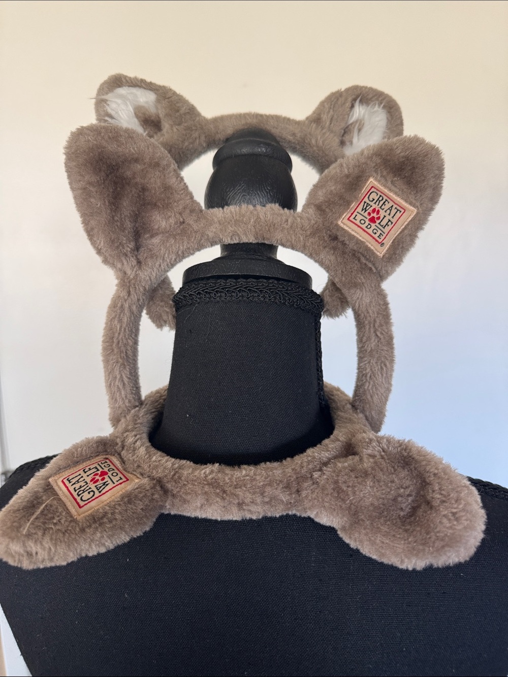 Kids Brown Plush Wolf Ear Headband and Paw Set